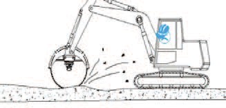 diamond rocksaw blade spinning towards excavator